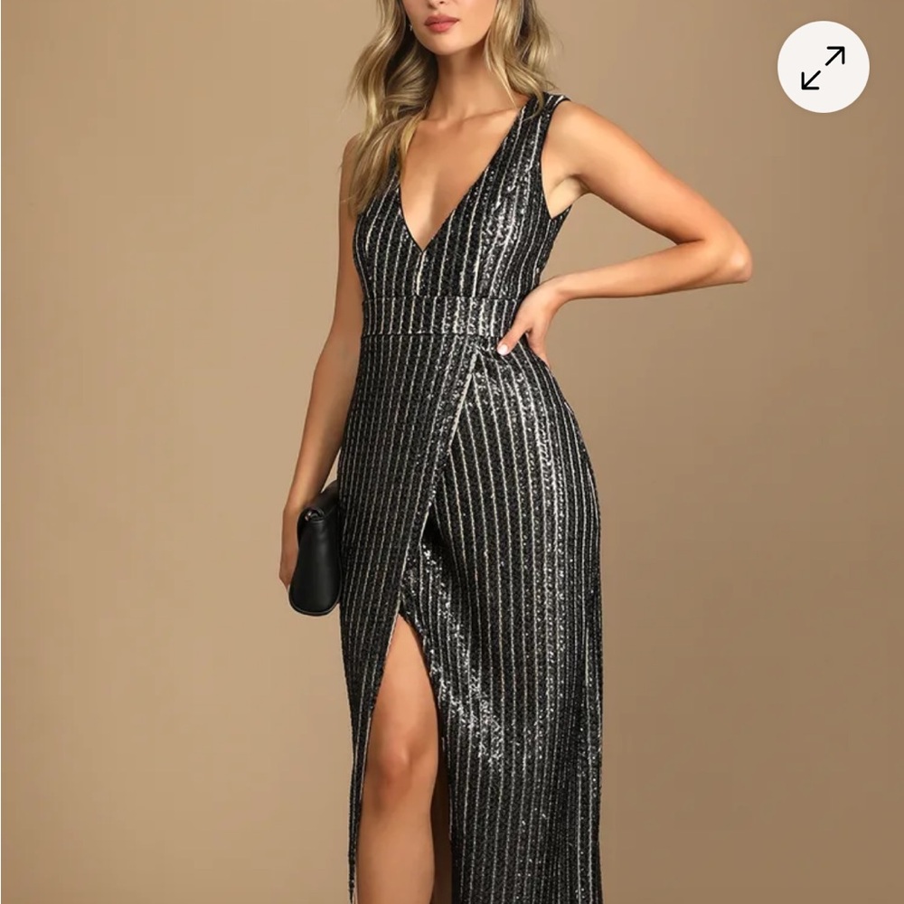 Elegant Black Sequin Evening Dress